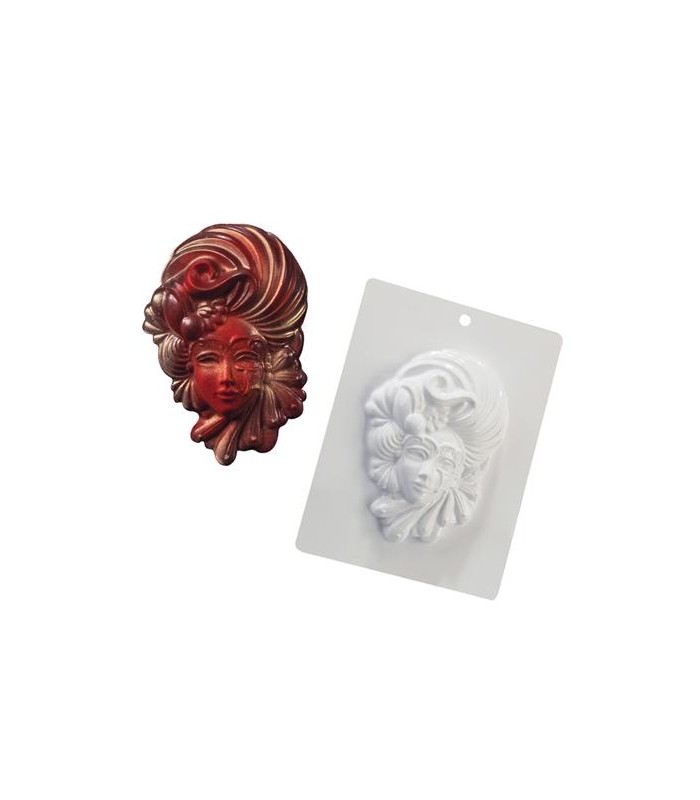 Stampo in plastica per maschera in cioccolato - carnevale veneziana  135x160x45mm