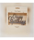 CAKE TOPPER SCRITTA HAPPY BIRTHDAY ARGENTO