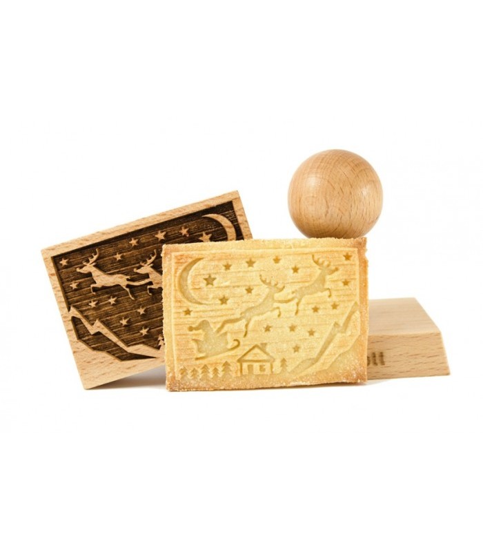 TIMBRO BISCOTTI IN LEGNO SLITTA DI NATALE - Dolcidecorishop